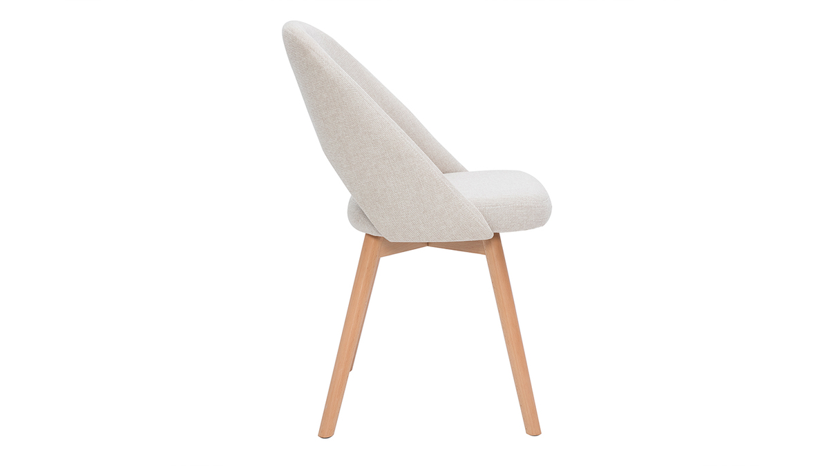 Chaises Scandinaves En Tissu Effet Velours Textur Beige Et Bois Clair