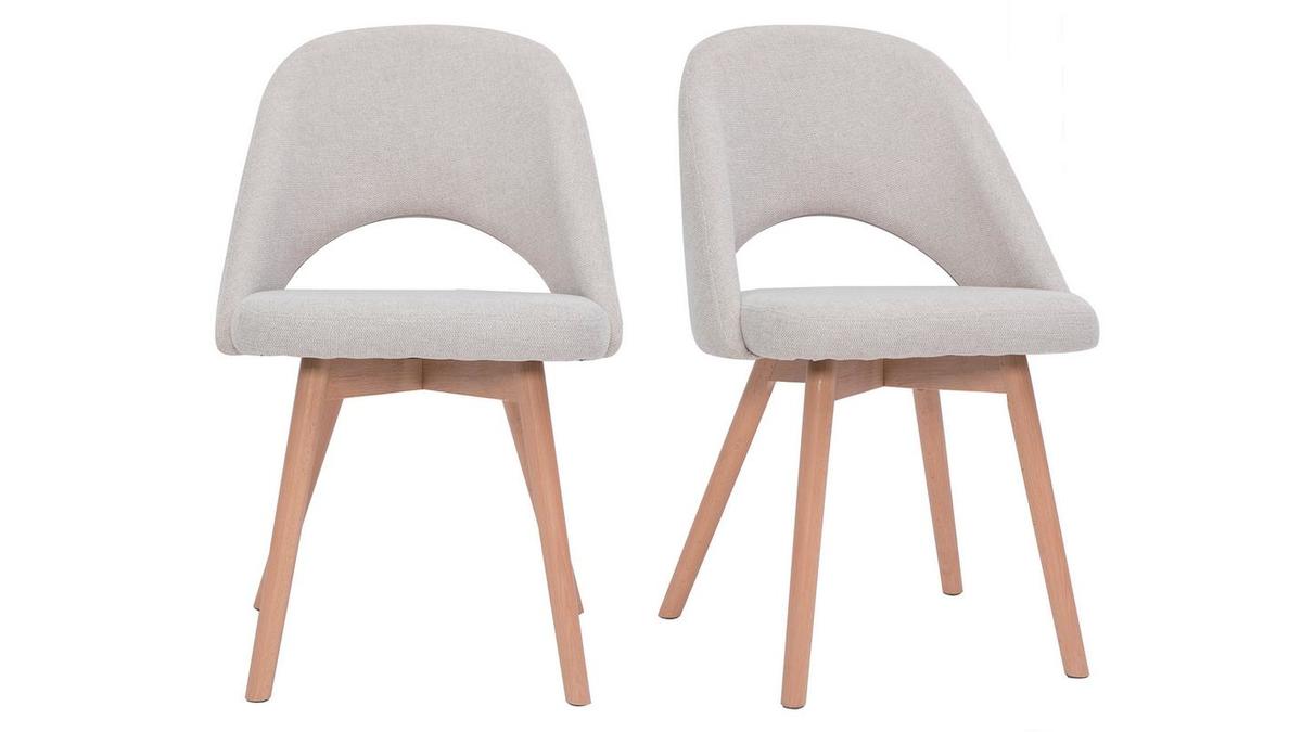 Chaises Scandinaves En Tissu Effet Velours Textur Beige Et Pieds H Tre