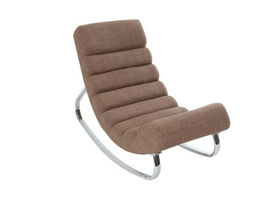 Fauteuil design Tissu taupe rocking chair TAYLOR - Zoom