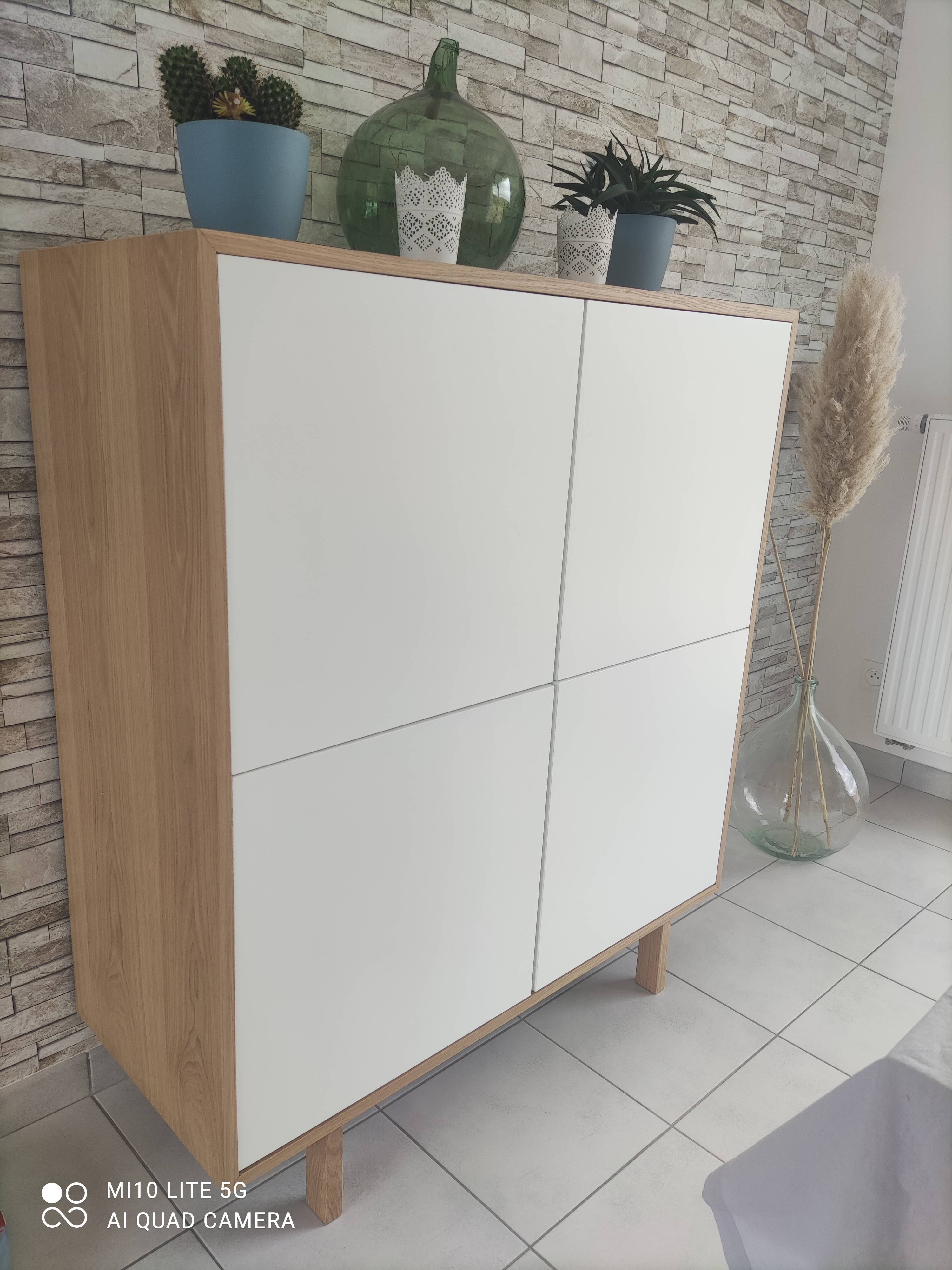 Buffet Haut Scandinave Bois Et Blanc Portes L Cm Sid Miliboo