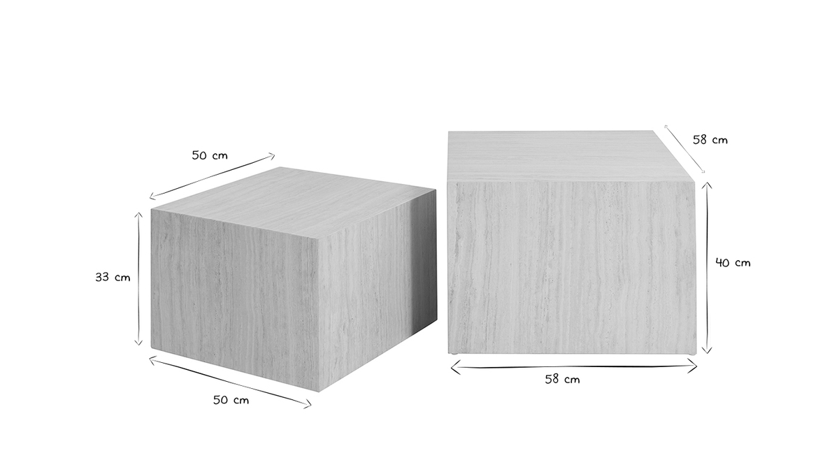 Tables basses gigognes design effet travertin (lot de 2) CALLA