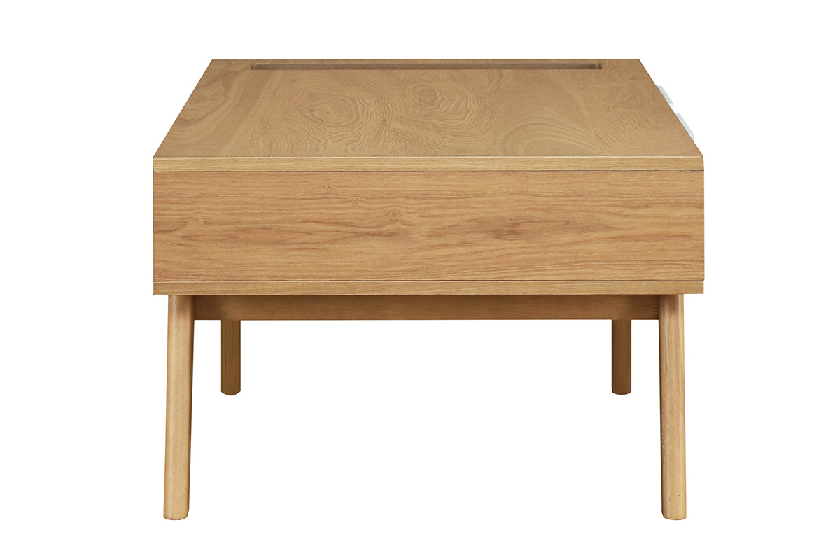  - Table basse scandinave blanc et bois clair NEELA