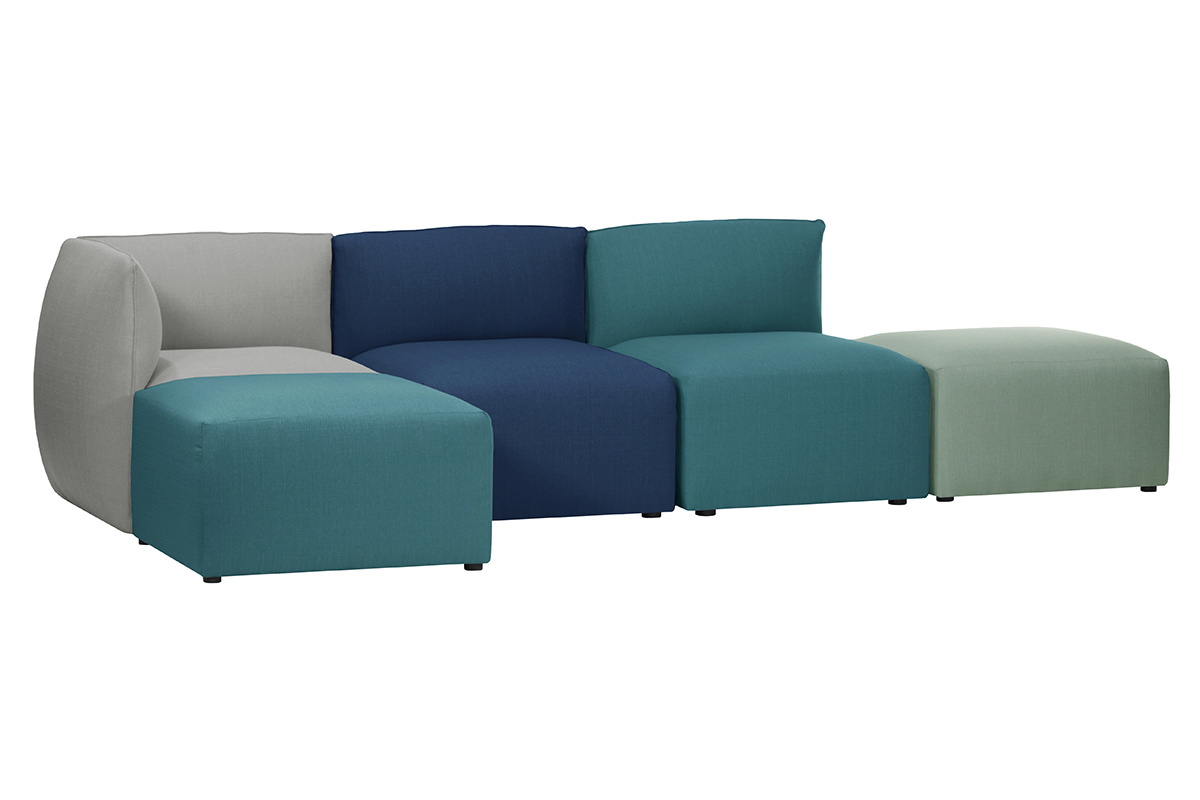 Angle de canap design tissu bleu canard MODULO