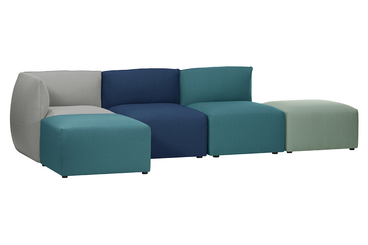 Angle de canap design tissu bleu fonc MODULO