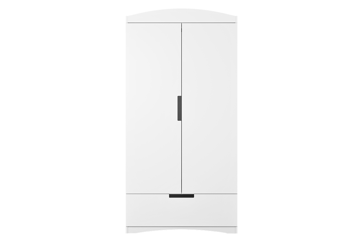 Armoire avec penderie et tagres finition blanc mat L90 cm ANTONIN