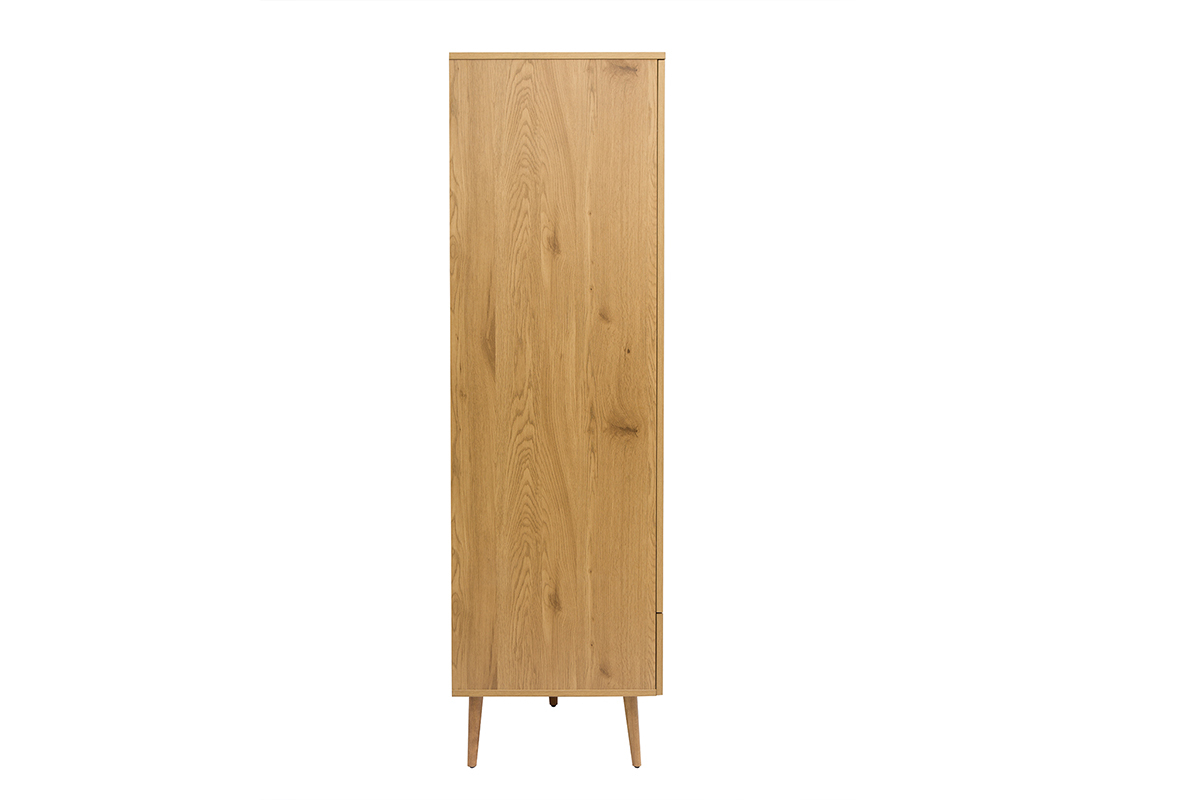 Armoire finition bois clair, cannage en rotin et mtal noir H190 cm MANILLE