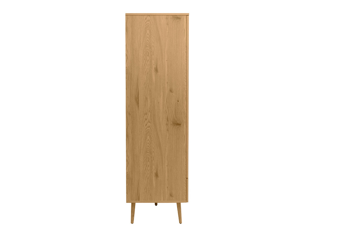 Armoire finition bois clair, cannage en rotin et mtal noir H190 cm MANILLE