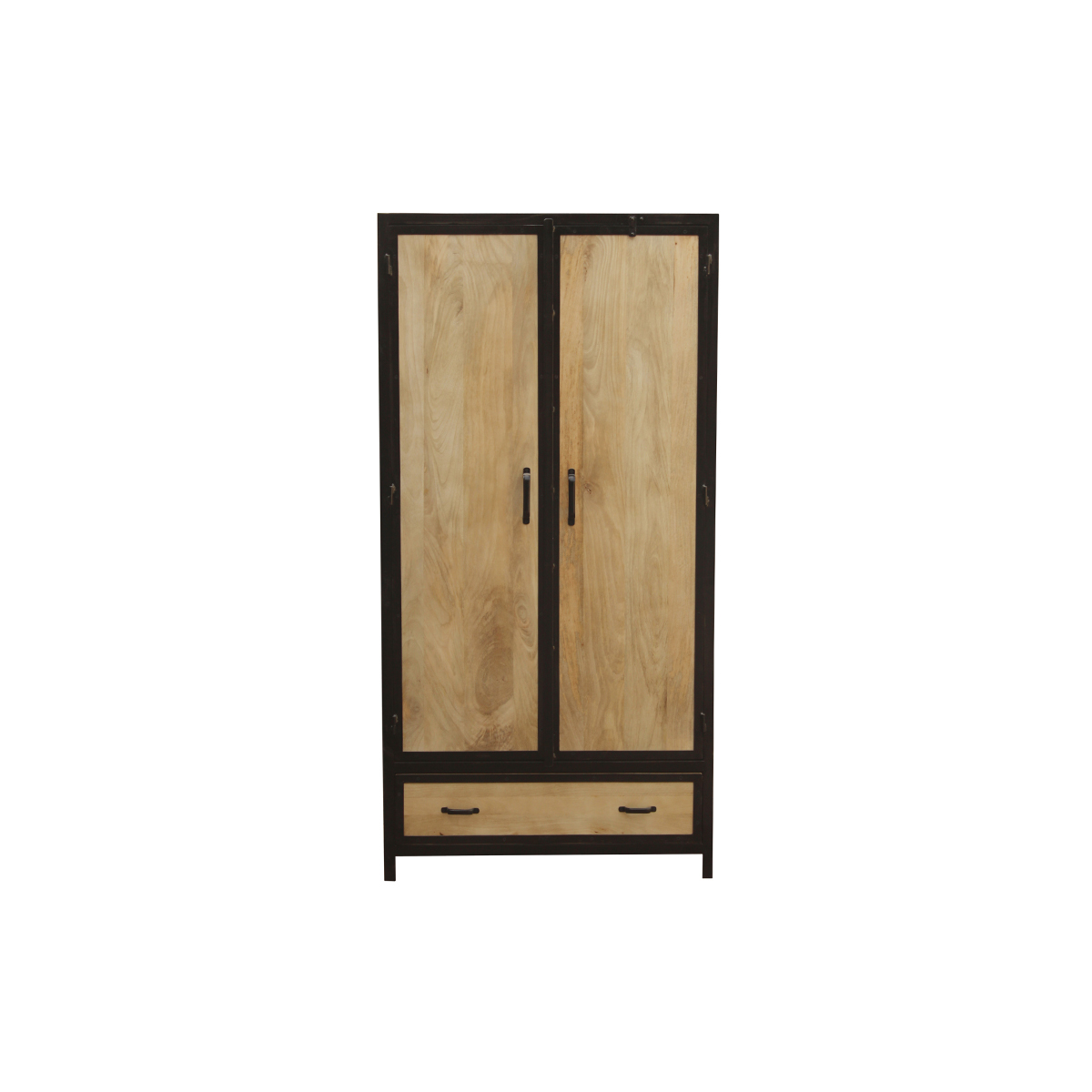 Armoire industrielle en bois massif manguier et métal noir L90 cm INDUSTRIA