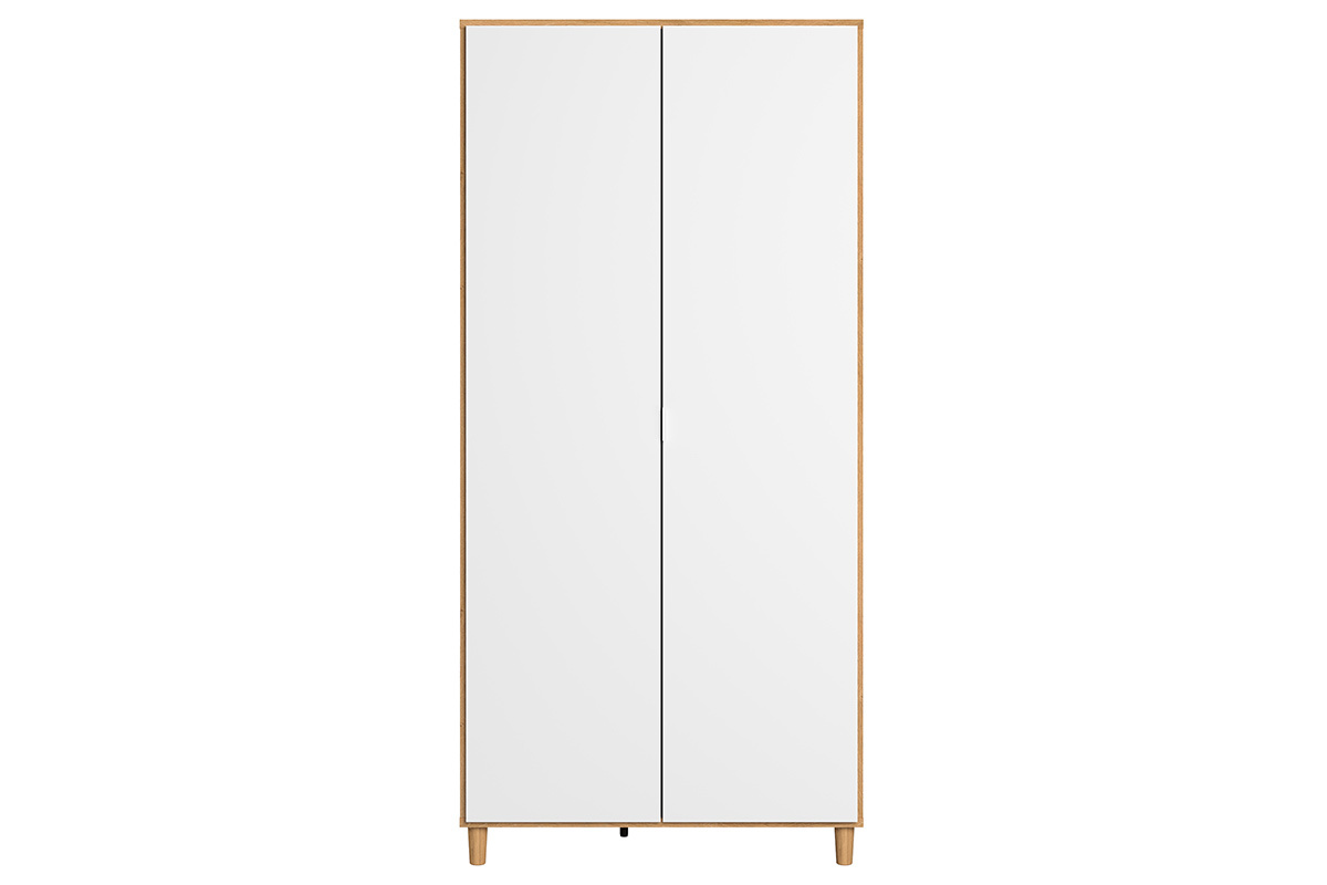 Armoire penderie blanc et bois LOU