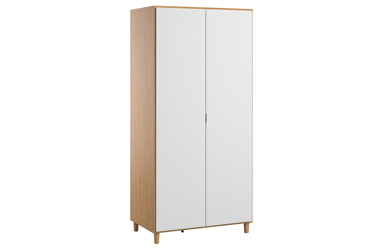 Armoire penderie blanc et bois LOU