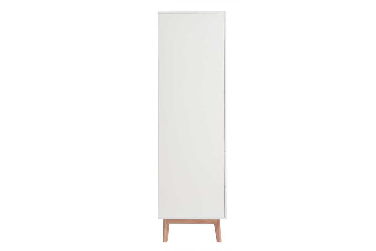 Armoire scandinave avec penderie et tiroirs finition blanc mat et bois chne clair L100 cm KELMA