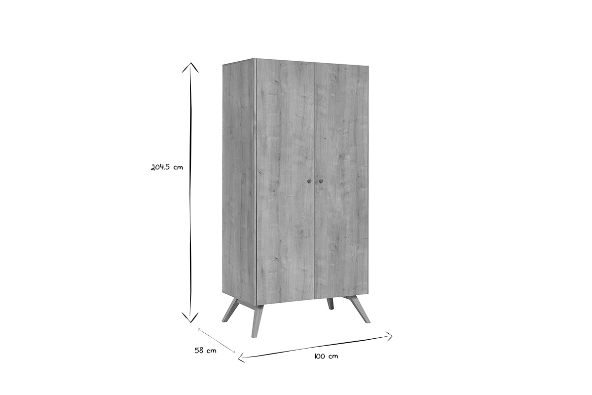 Armoire scandinave finition bois chne clair L100 cm MAHE