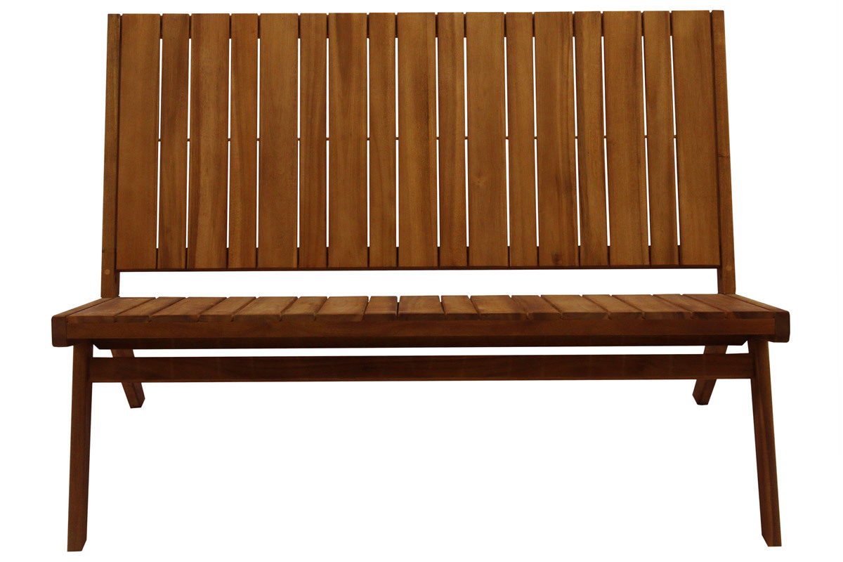 Banc de jardin en bois massif 2 places L116 cm TIDAK