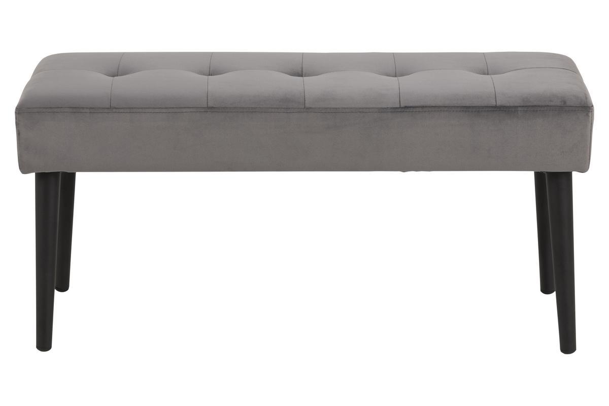 Banc design en velours gris capitonn L95 cm GUESTA