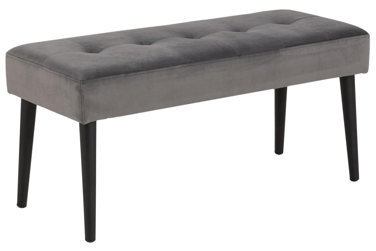 Banc design en velours gris capitonn L95 cm GUESTA