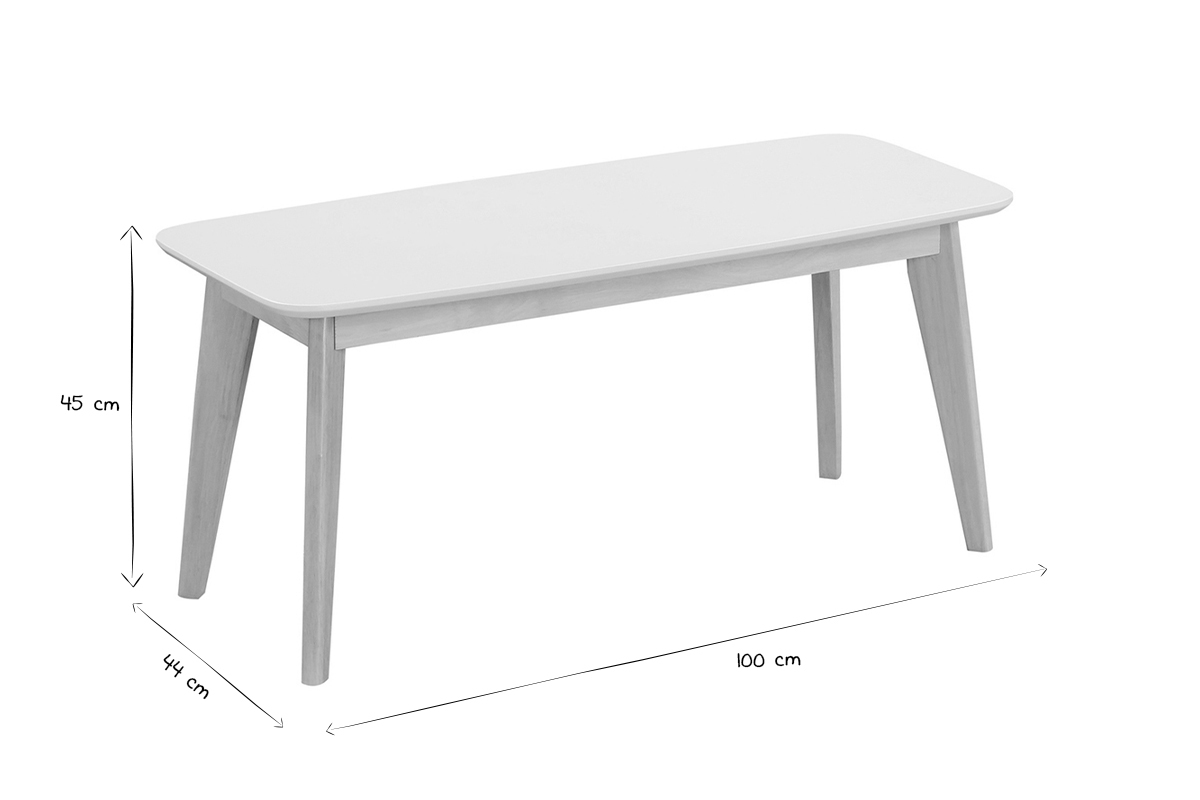 Banc scandinave blanc et bois clair L100 cm LEENA