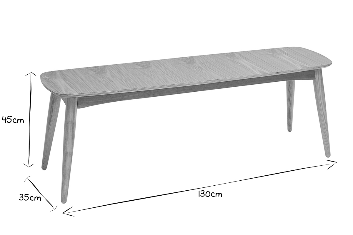 Banc scandinave bois clair L130 cm NORDECO