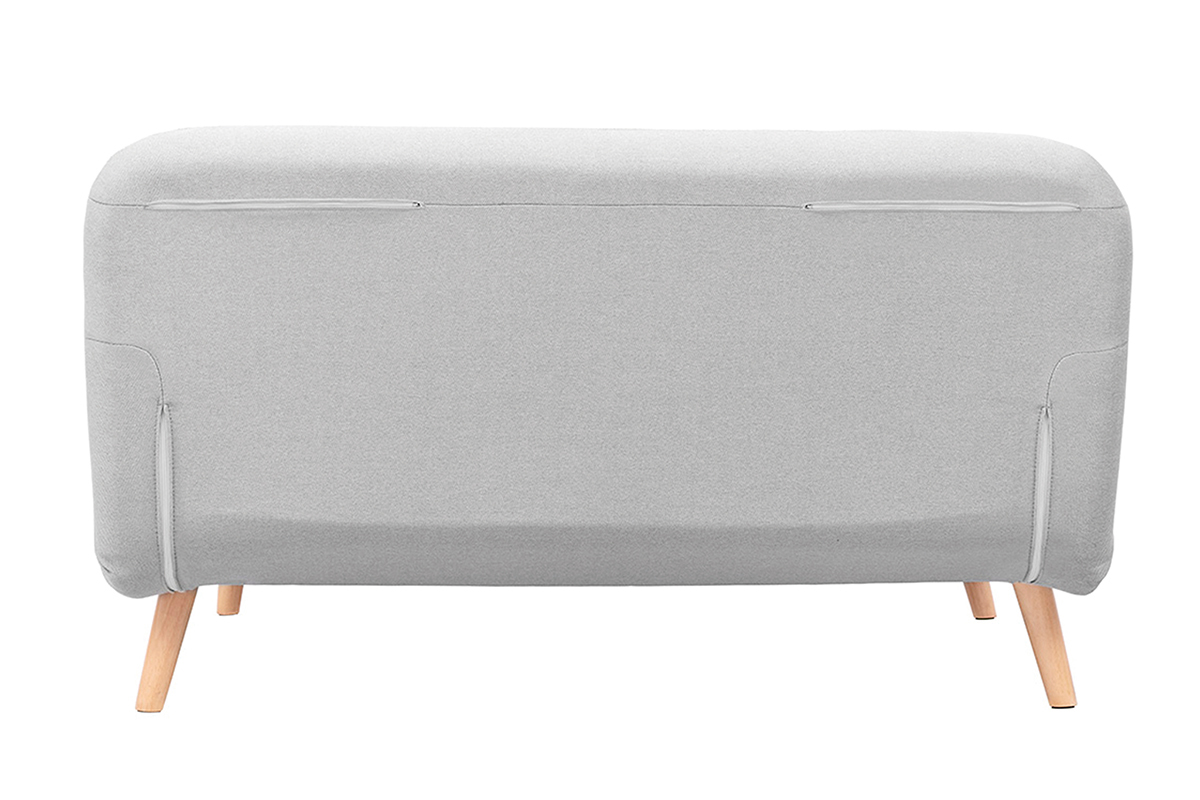 Banquette convertible 2 places en tissu gris clair et bois clair AMIKO