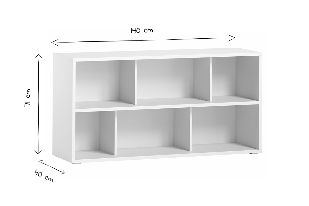 Bibliothque basse finition bois blanc L140 cm EPURE