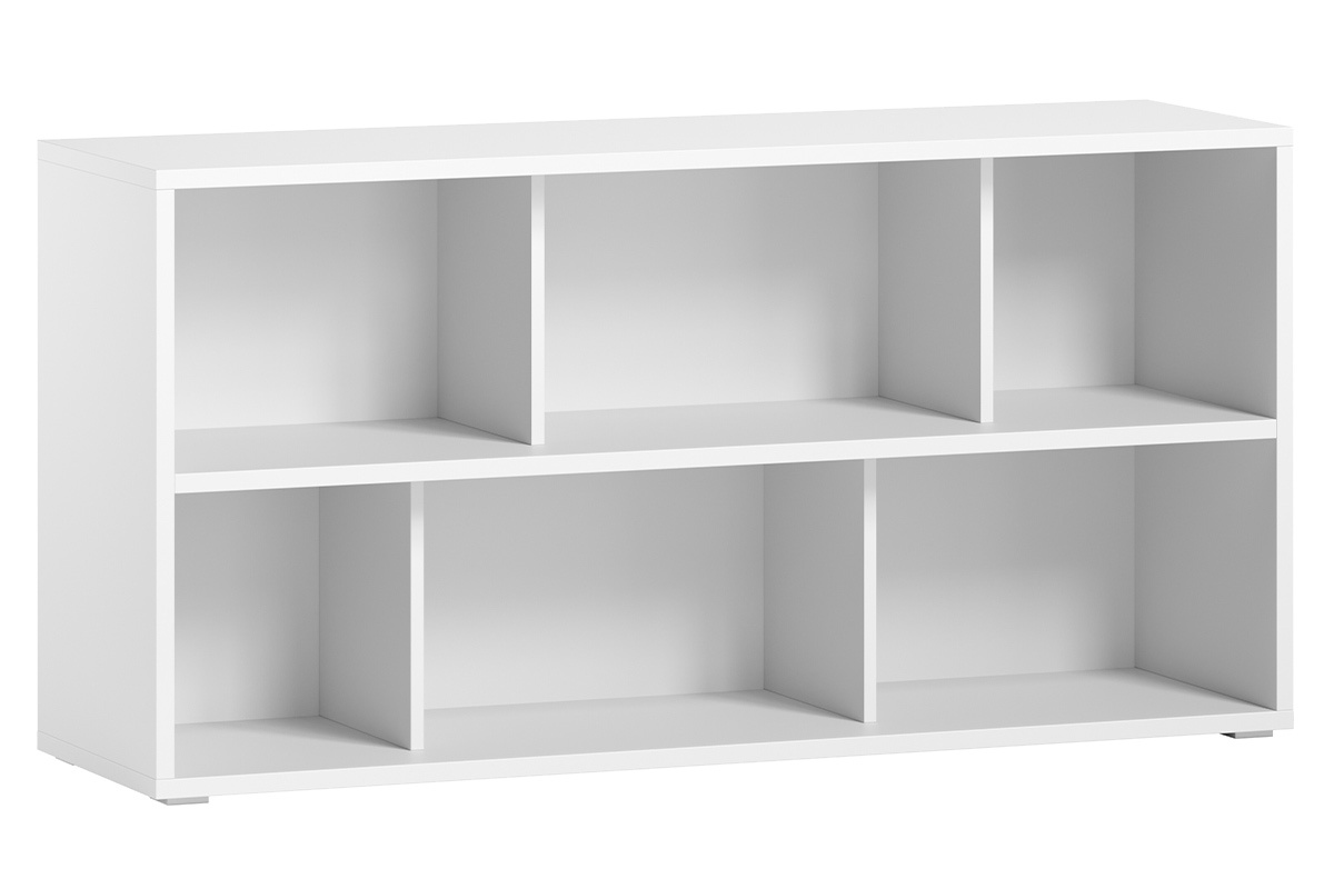 Bibliothque basse finition bois blanc L140 cm EPURE