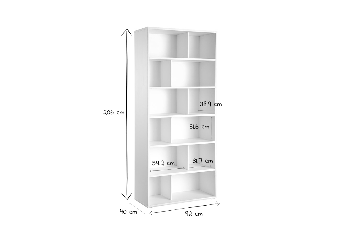 Bibliothque design bois blanc L92 cm EPURE