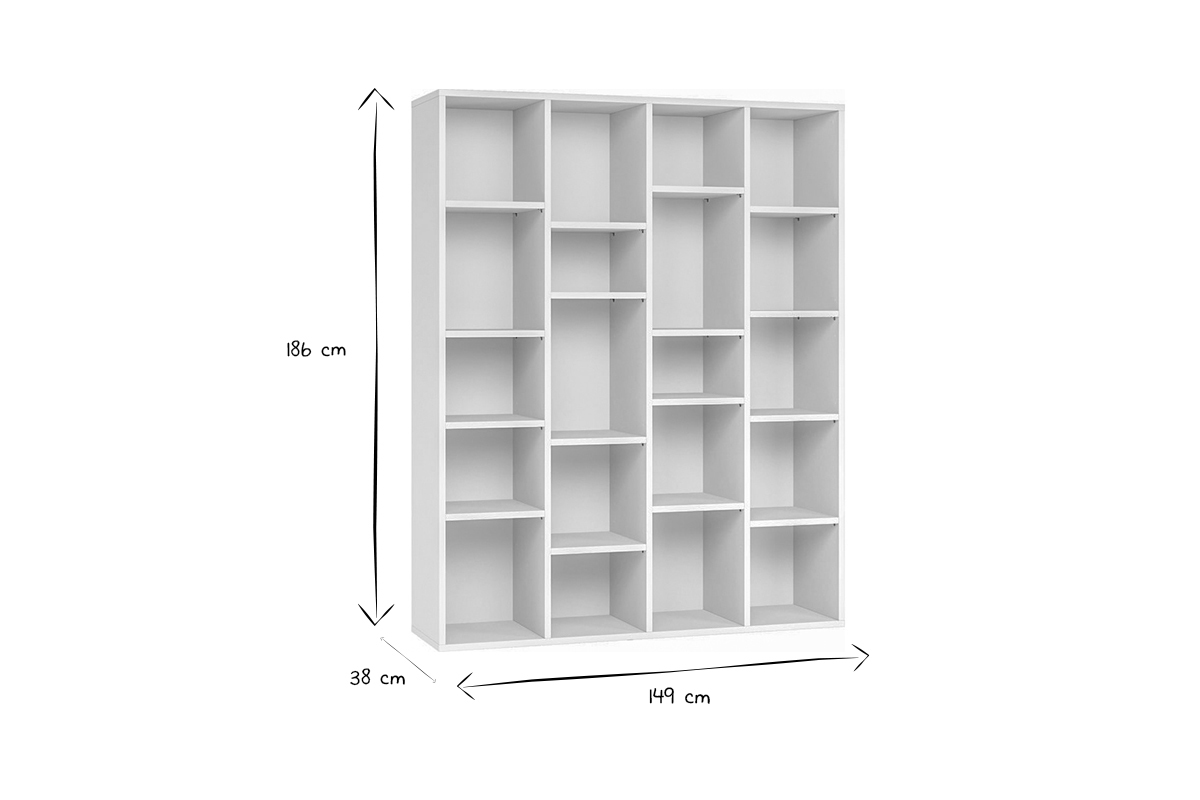 Bibliothque design en bois blanc L149 cm RYTHM