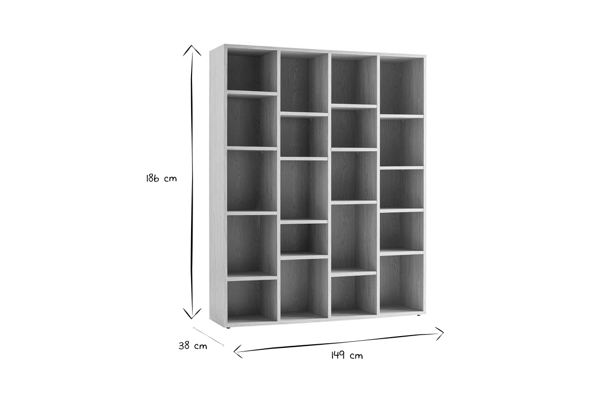 Bibliothque design finition bois clair chne L149 cm RYTHM