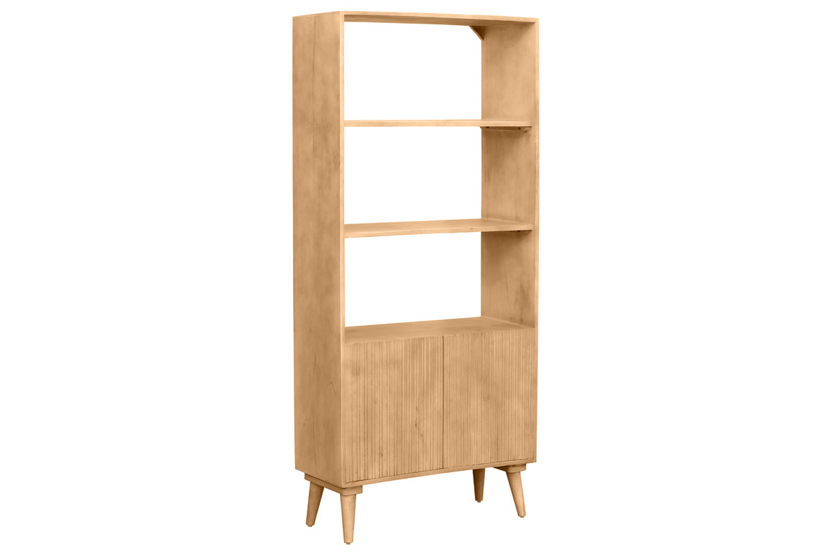 Bibliothque en bois manguier massif grav L80 cm RUBIA