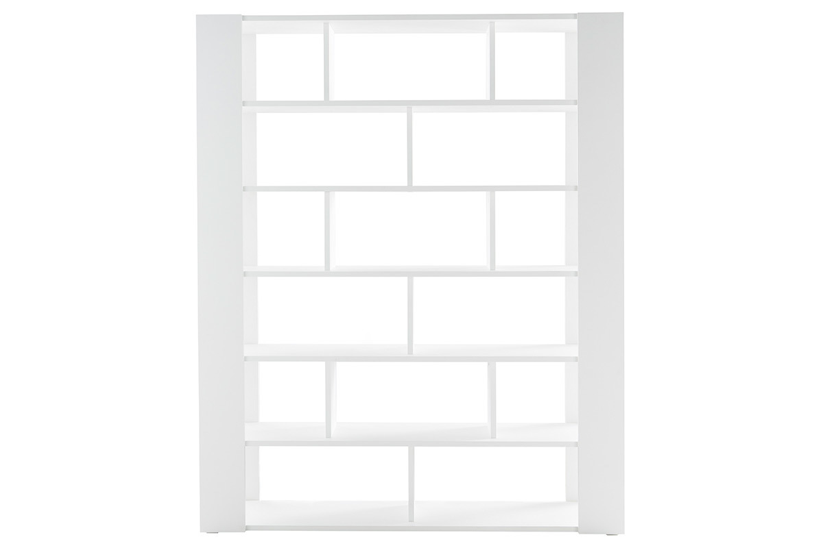 Bibliothque multi casiers design finition bois blanc chne L168 cm MUSSO