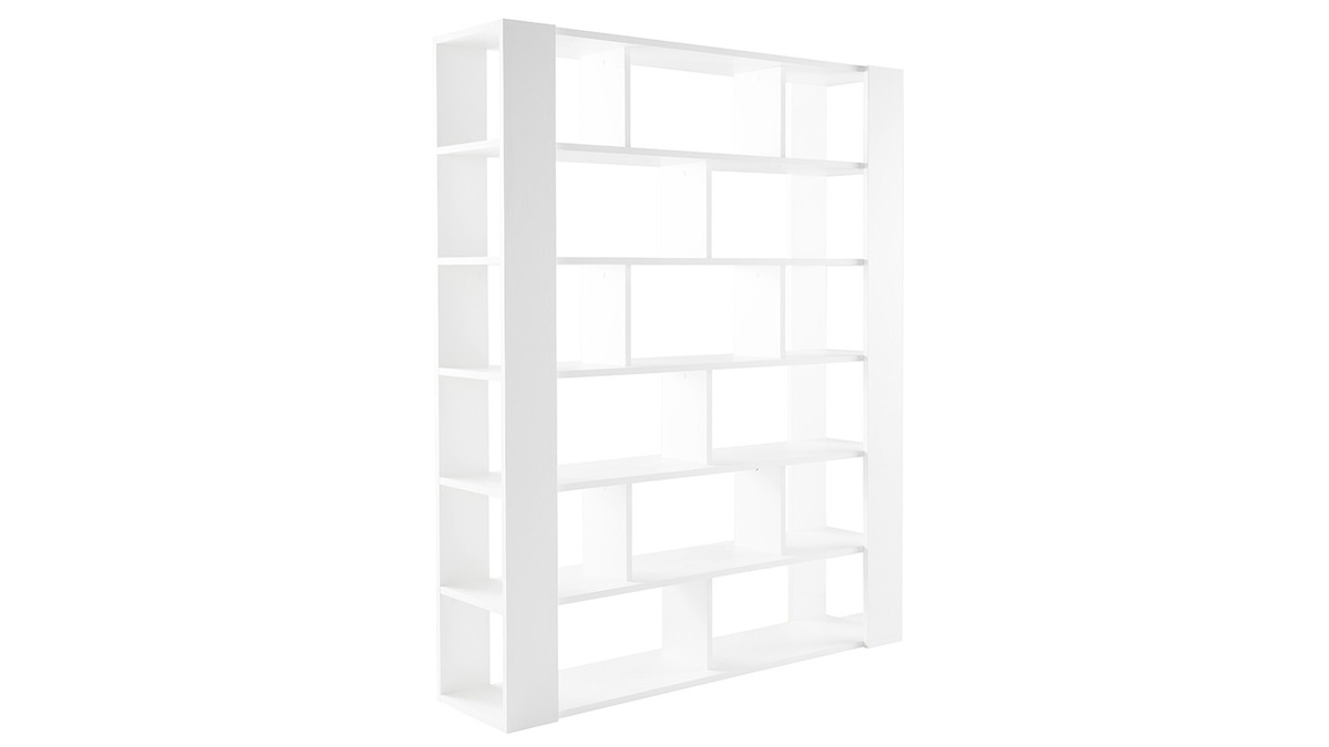 Bibliothque multi casiers design finition bois blanc chne L168 cm MUSSO