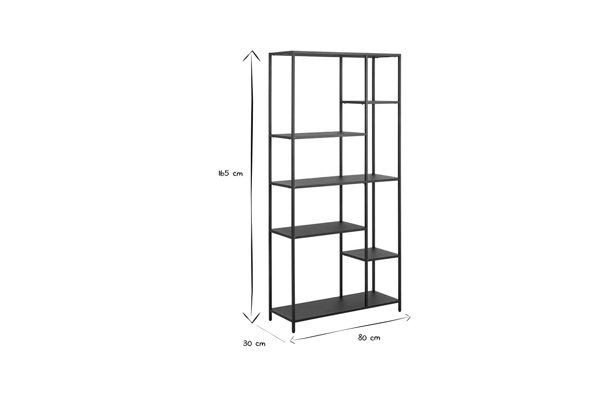 Bibliothque ouverte design en mtal noir L80 cm PODIUM