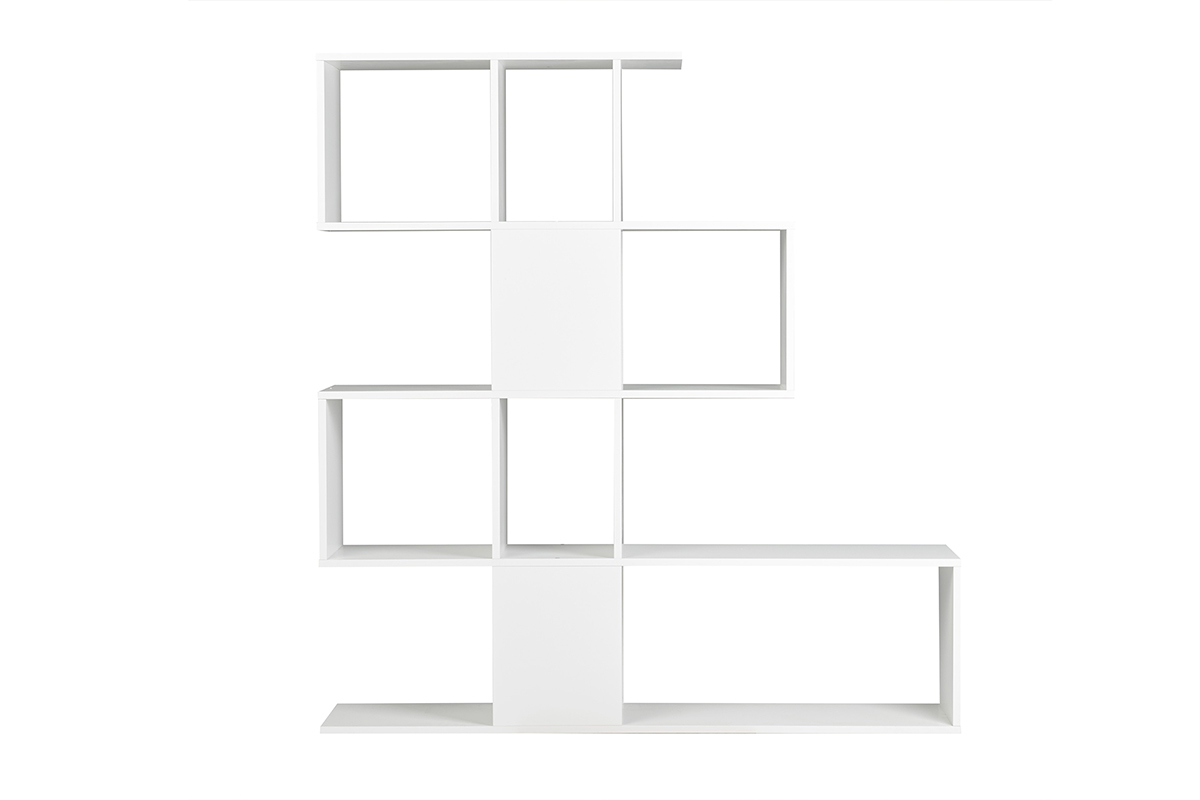 Bibliothque ouverte sparateur design blanc laqu brillant L139 cm COMO