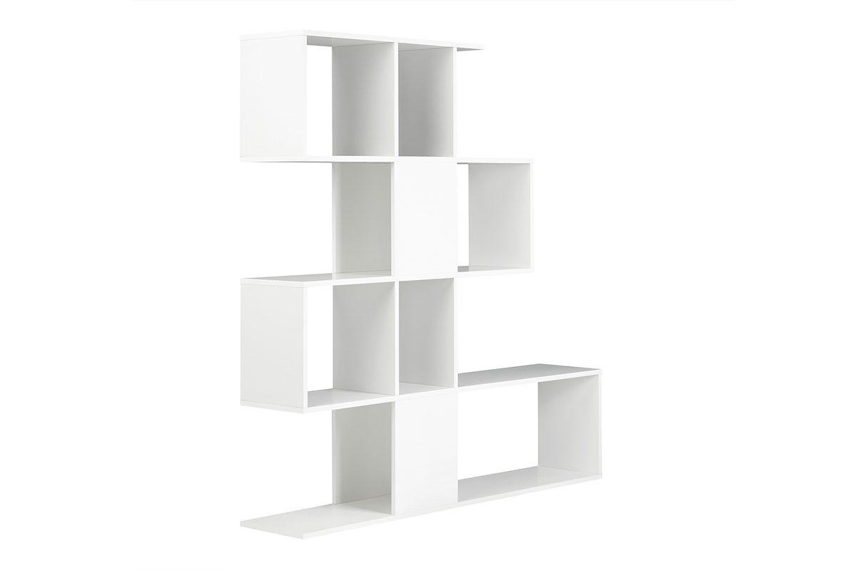 Bibliothque ouverte sparateur design blanc laqu brillant L139 cm COMO