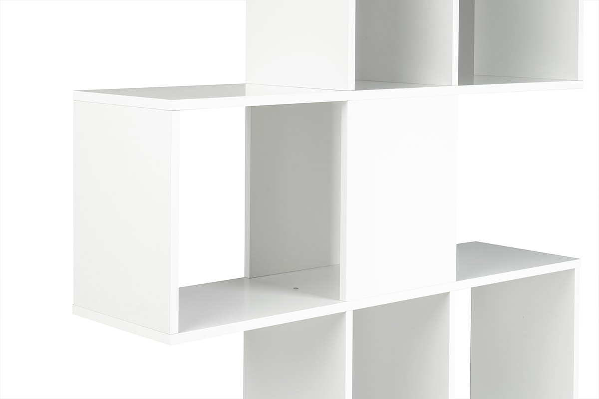 Bibliothque ouverte sparateur design blanc laqu brillant L139 cm COMO