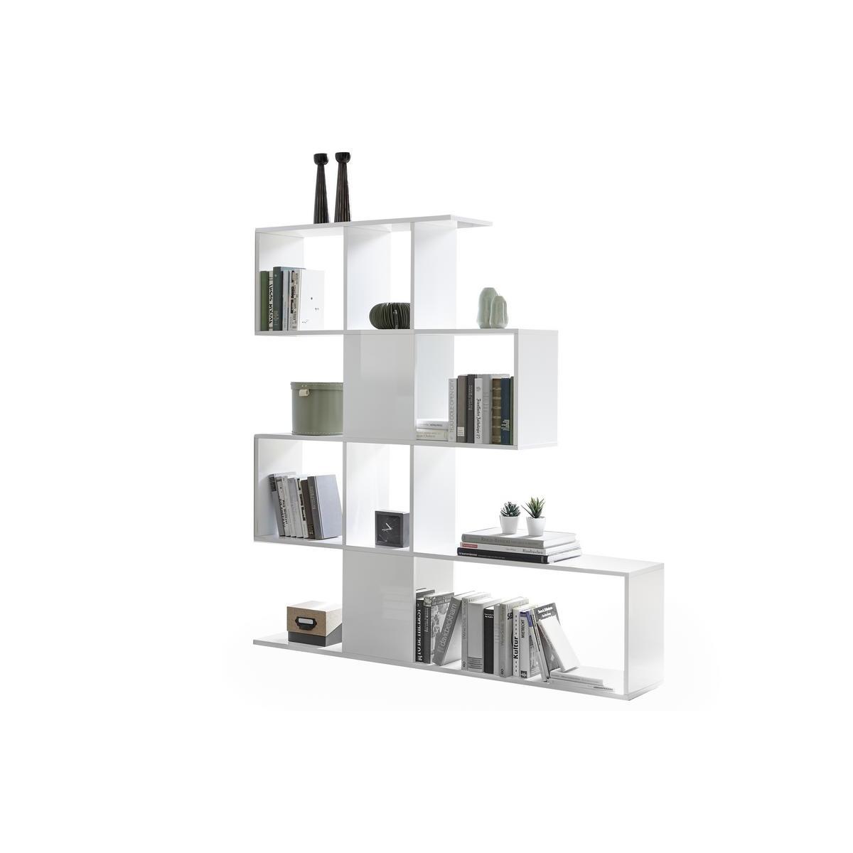 Bibliothèque ouverte séparateur design blanc laqué brillant L139 cm COMO