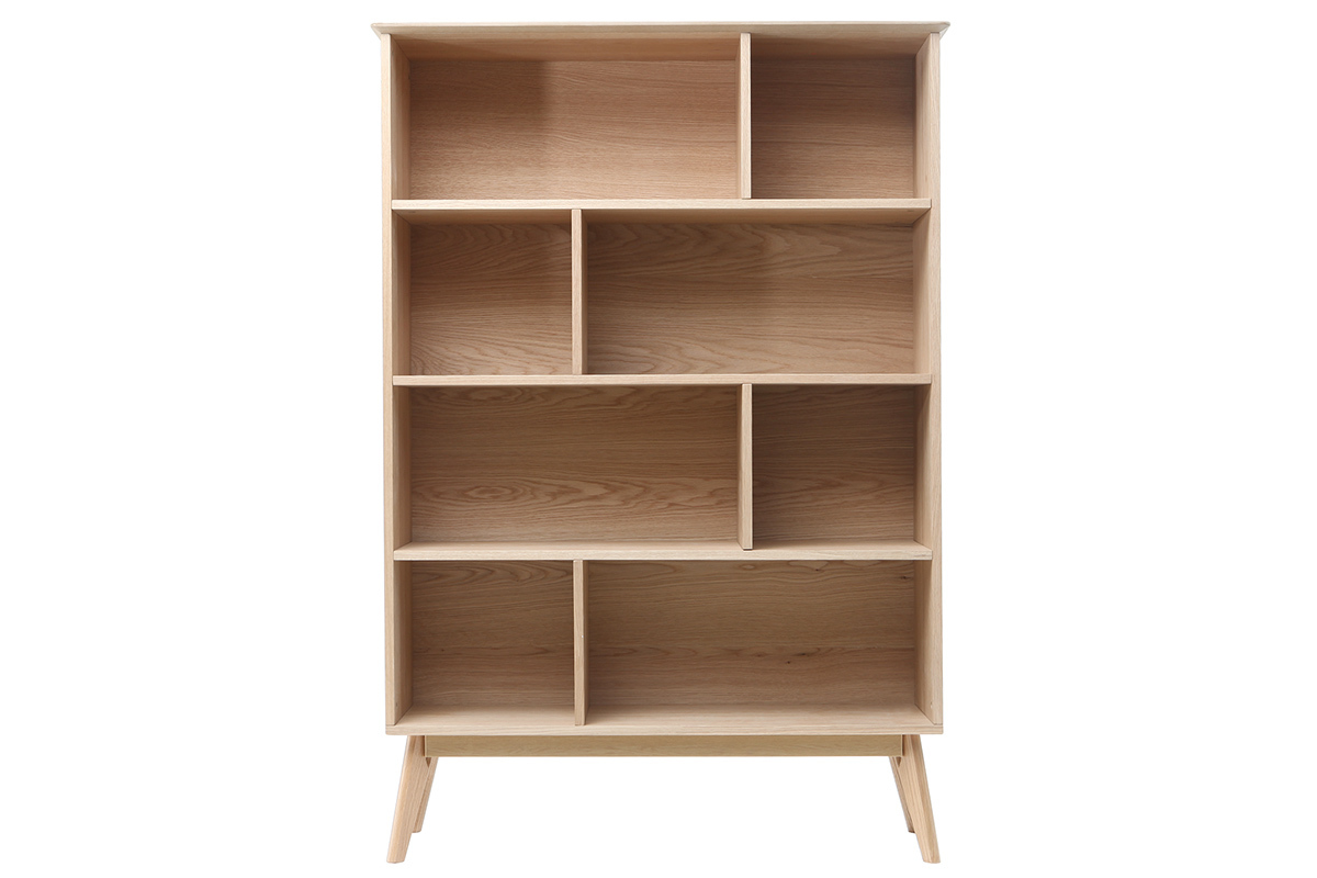 Bibliothque scandinave en bois clair chne 8 casiers L110 cm INGRID