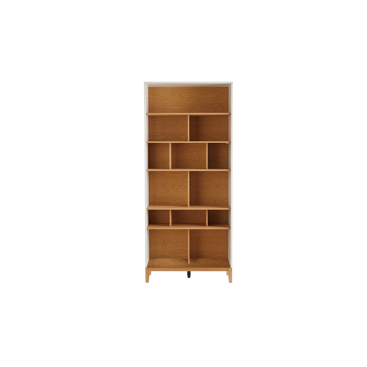 Bibliothèque scandinave en bois clair chêne et blanc L90 cm ABEL