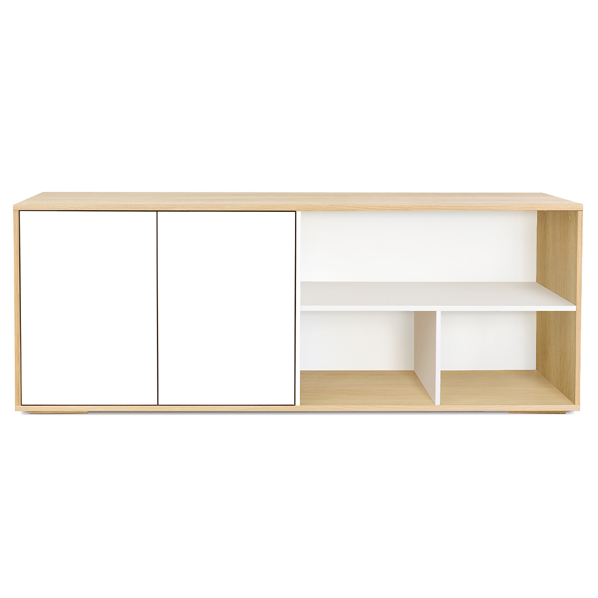 Buffet bas scandinave finition bois clair et blanc L190 cm EZIA