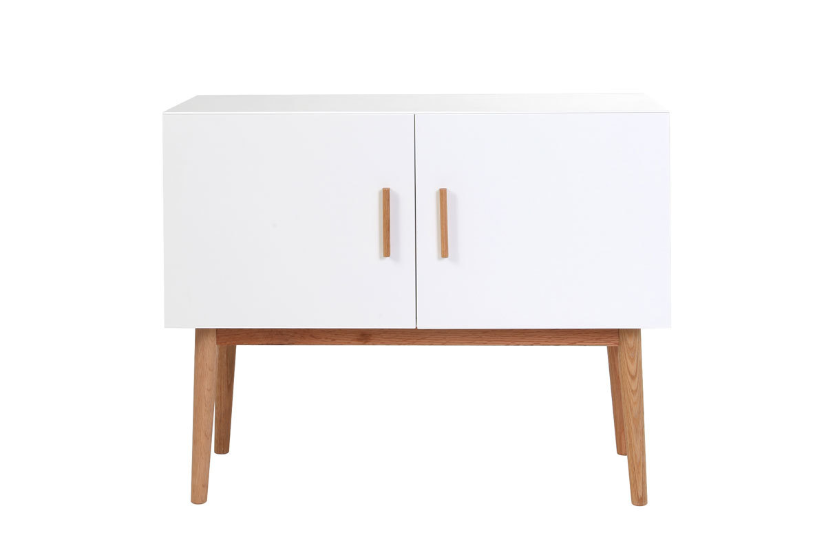 Buffet bois naturel et blanc 2 portes GILDA