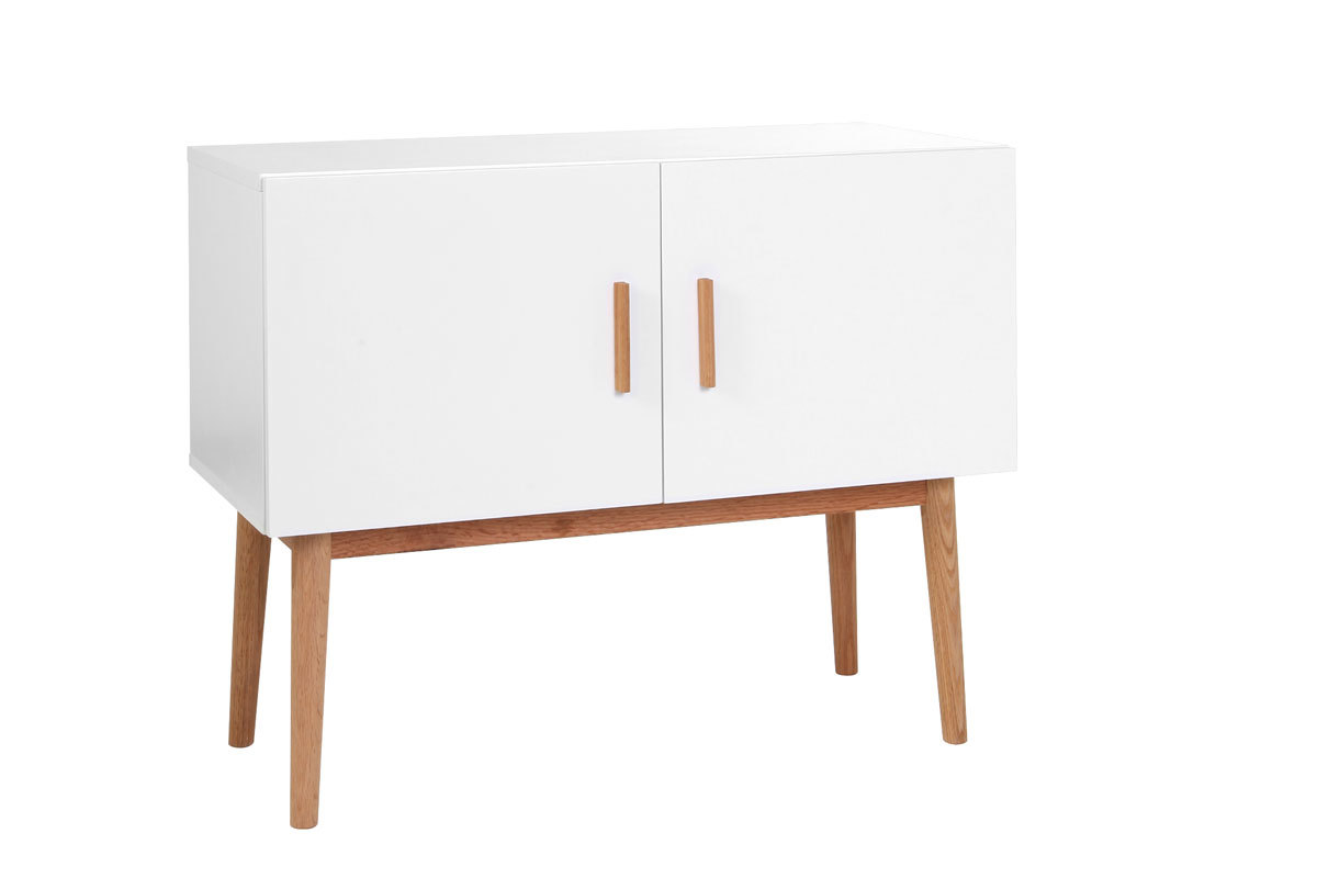 Buffet bois naturel et blanc 2 portes GILDA