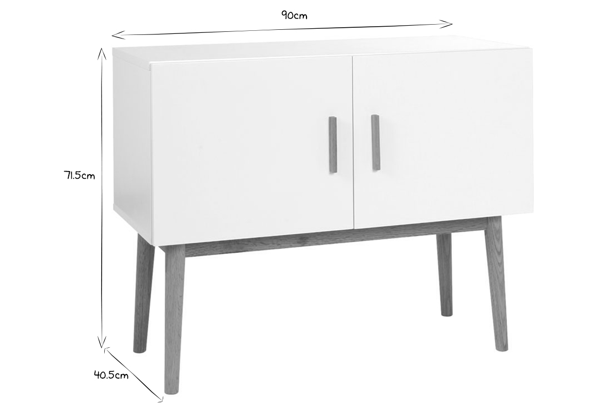 Buffet bois naturel et blanc 2 portes GILDA