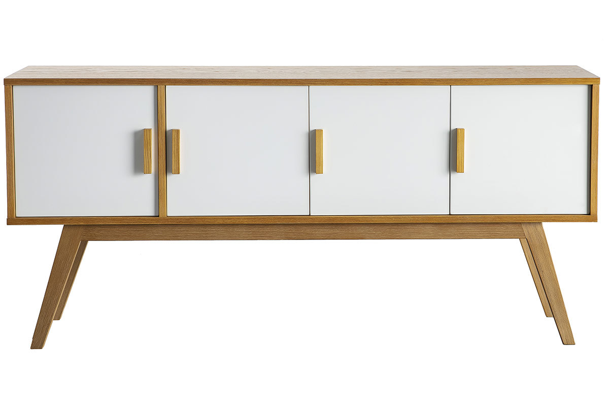 Buffet bois naturel et blanc 4 portes HELIA