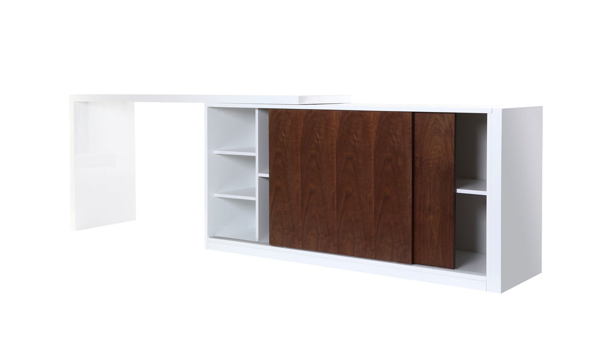 Buffet/bureau design modulable couleur noyer MAX