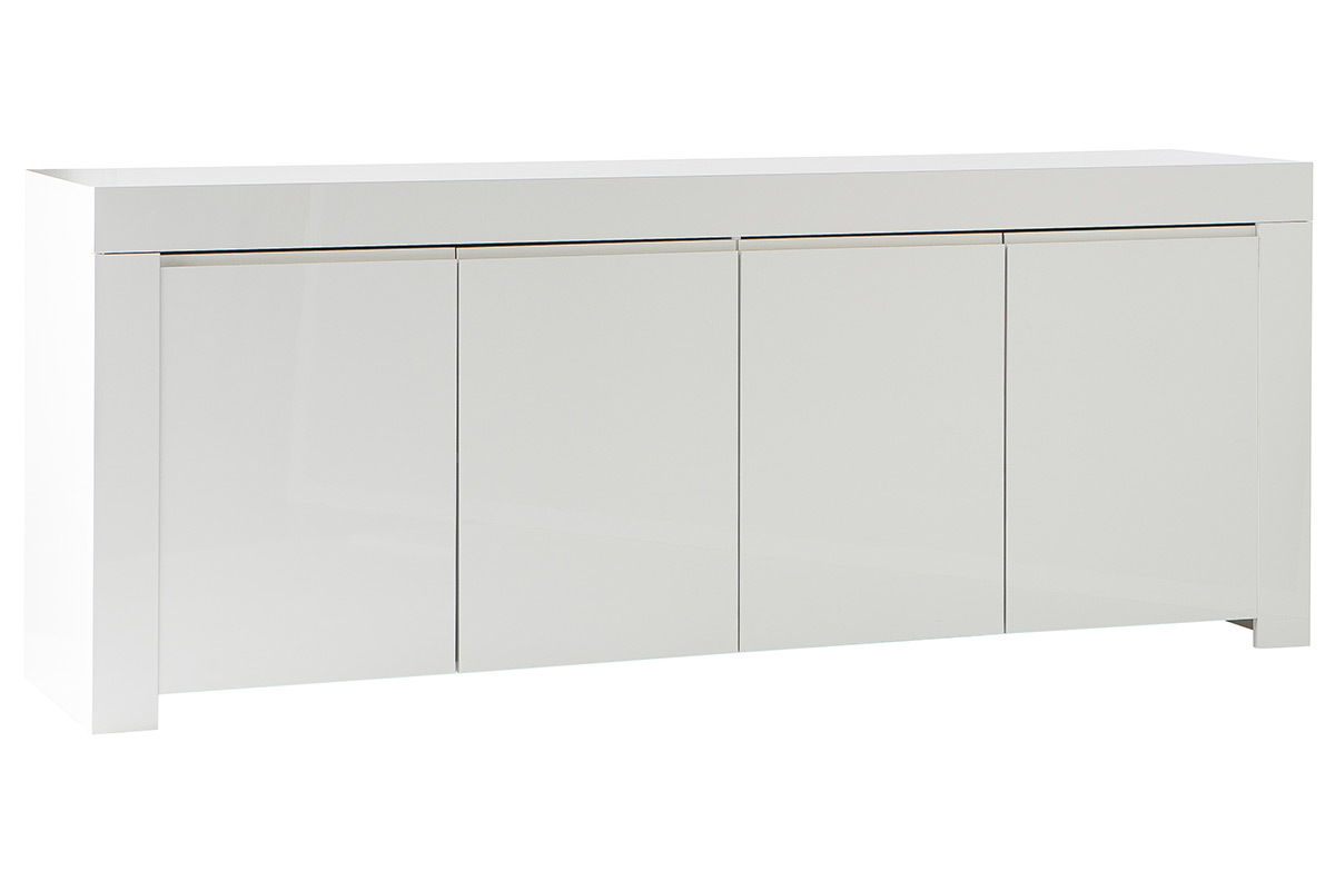 Buffet design blanc laqu 4 portes L210 cm ERIA