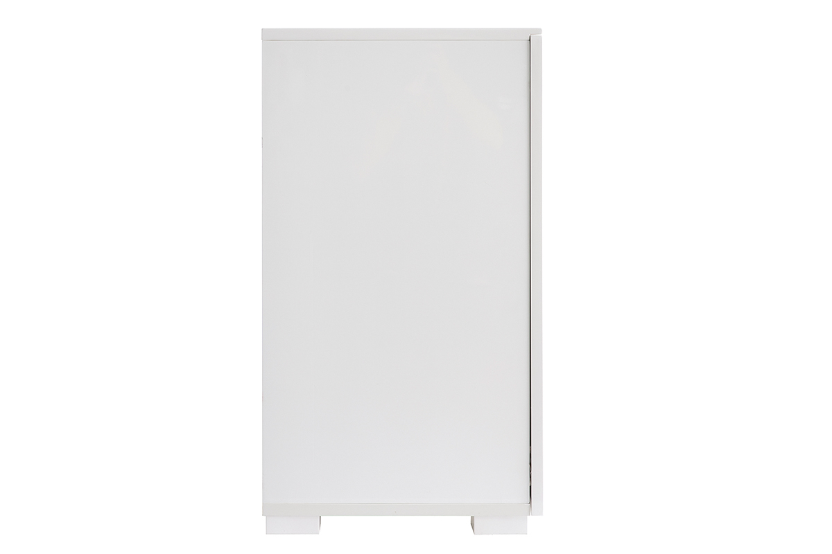 Buffet design blanc laqu brillant 2 portes 3 tiroirs L180 cm TED