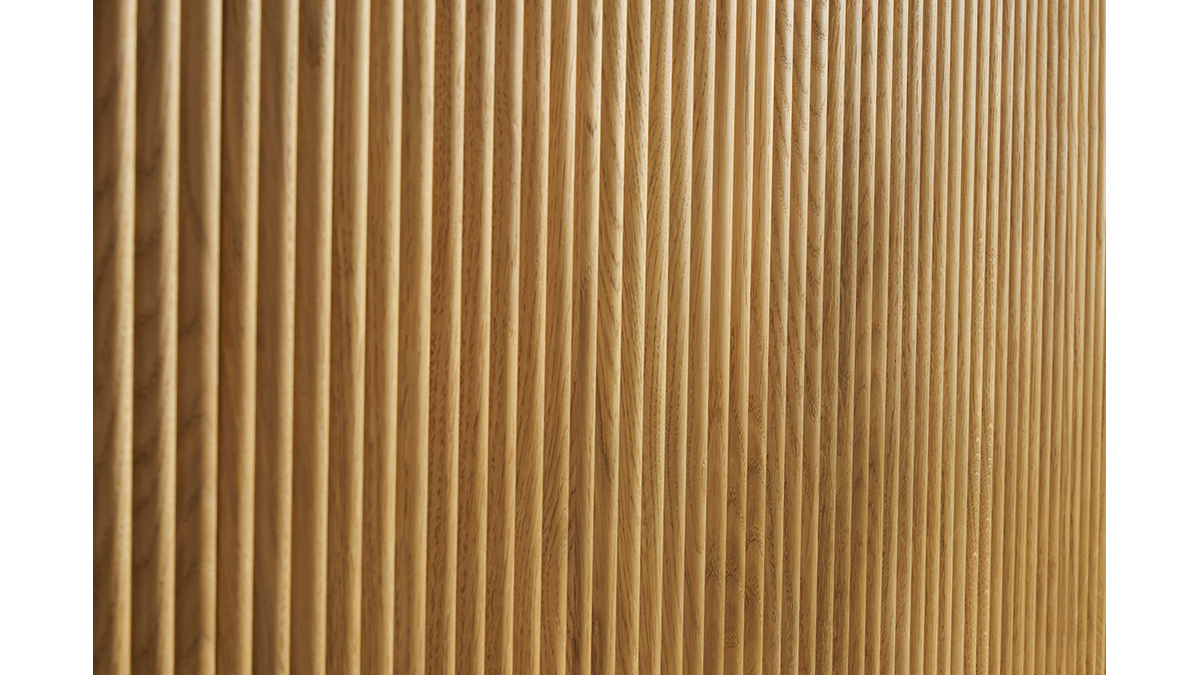 Buffet design en bois clair chne massif grav 4 portes L180 cm GOSHI