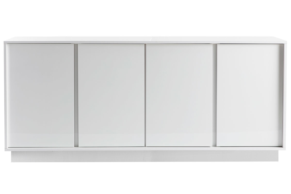 Buffet design finition blanc laqu brillant 4 portes L180 cm COMO