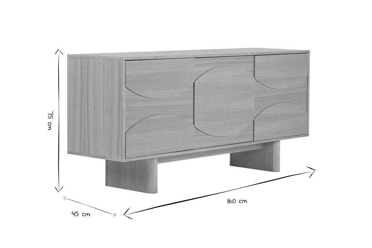 Buffet en bois clair chne L160 cm SEIGO