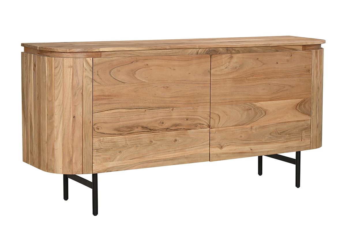 Buffet en bois massif et mtal noir 2 portes L160 cm NAPOLI