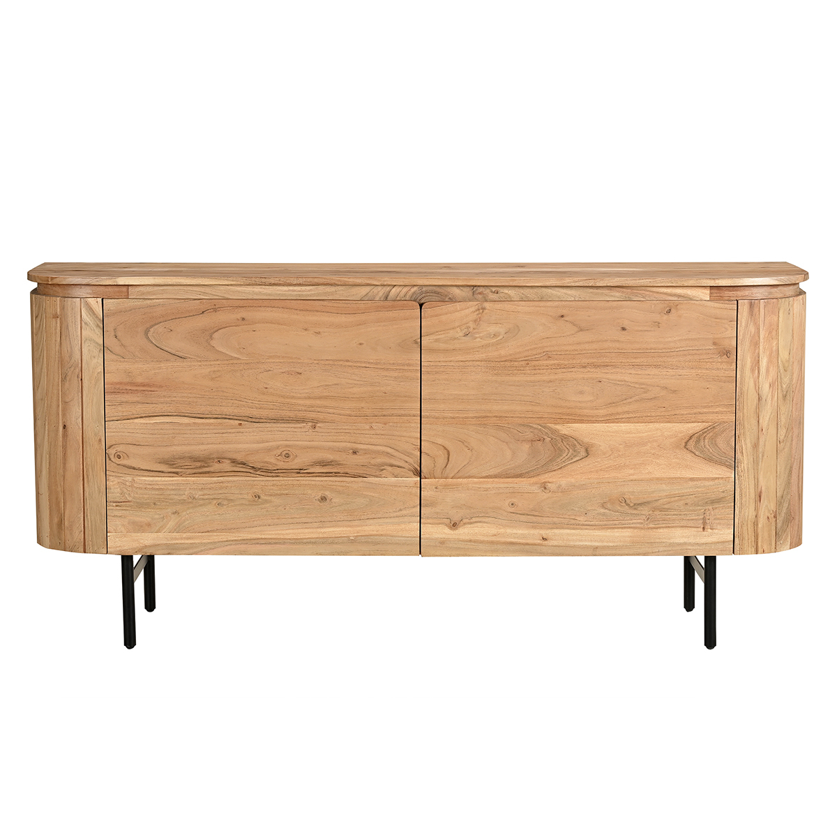 Buffet en bois massif et métal noir 2 portes L160 cm NAPOLI